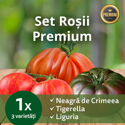 Set de semințe 3 soiuri de roşii Premium (Neagră de Crimeea, Tigerella, Liguria)
